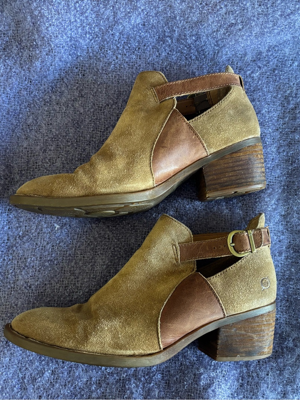 Born Women's Suede Cutout Booties in Tan and Brown